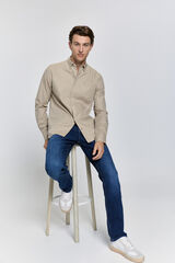 Pedro del Hierro Camisa lisa relaxed fit Beige/Camel