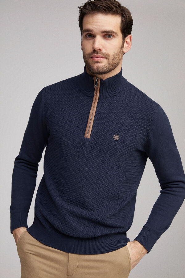Fifty Outlet Jersey con media cremallera Navy