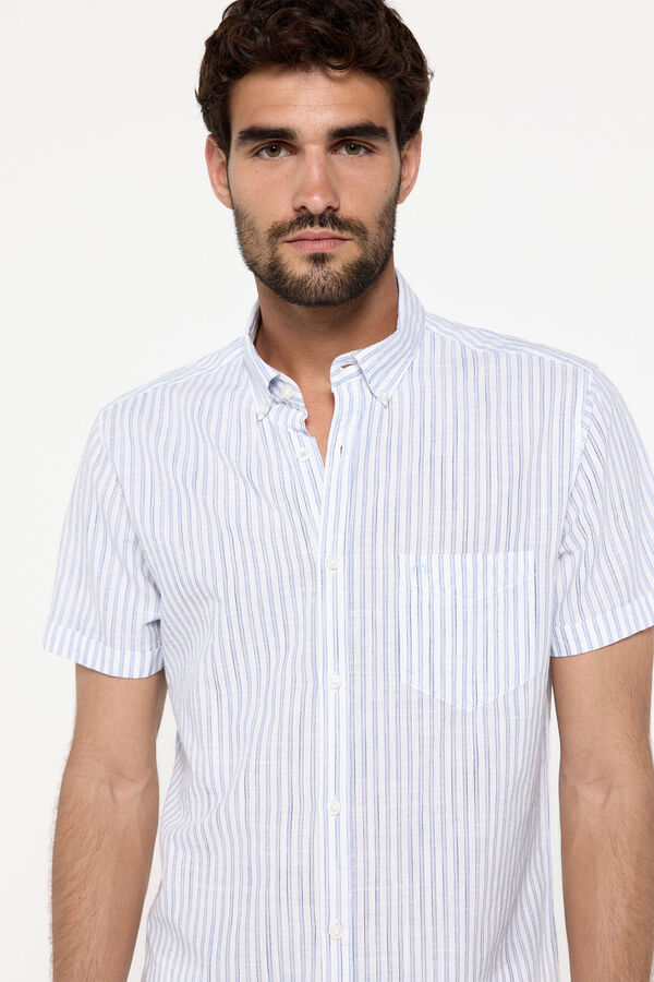 Fifty Outlet Camisa Slub rayas Azul