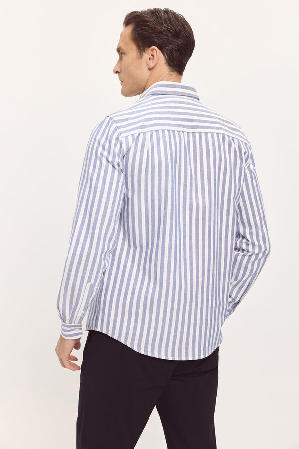 Springfield Camisa Oxford Rayas Azul Oscuro