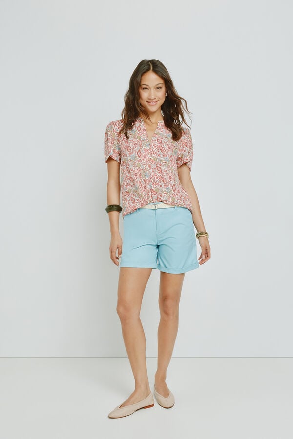 Milano Bermuda lisa com cinto Azul