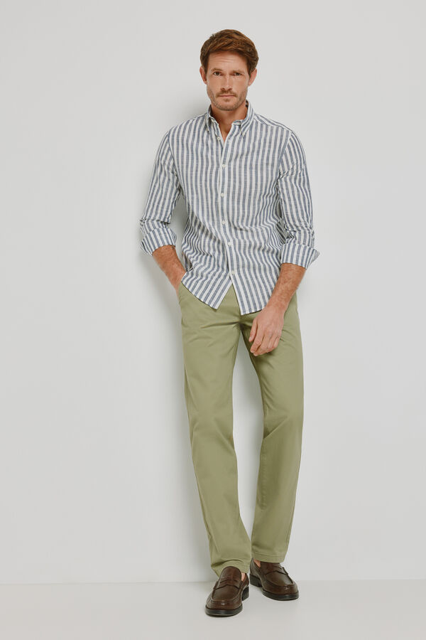 Milano Camisa rayas manga larga Azul Claro
