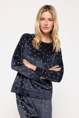 Milano Pijama de velour estrela Marinho