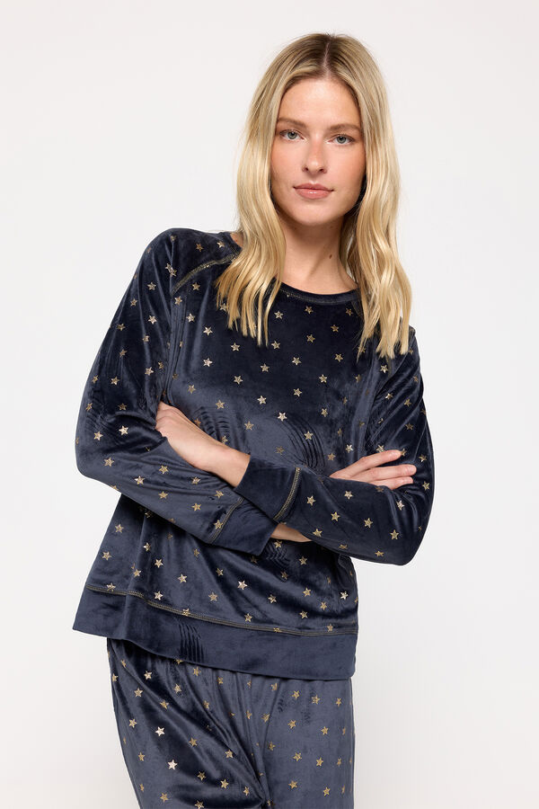 Milano Pijama de velour estrela Marinho
