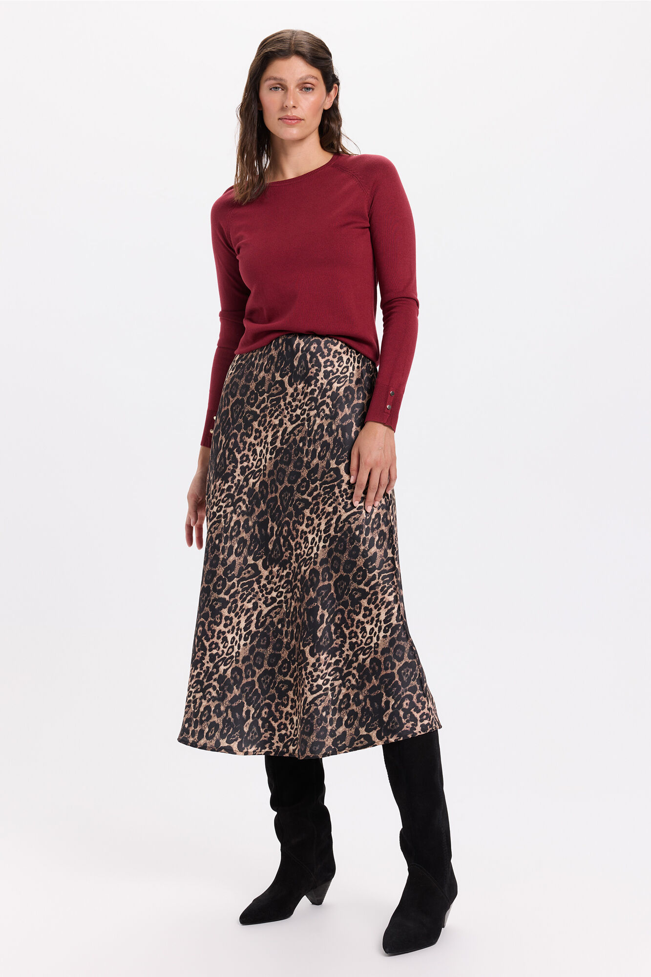 Milano Falda midi satinada animal print