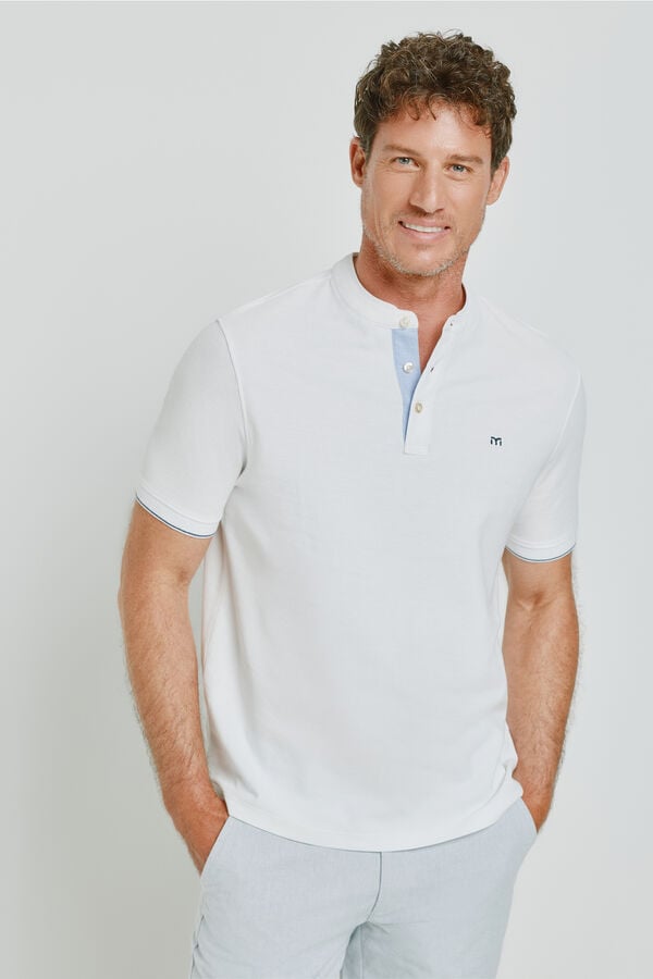 Milano Polo de manga curta com gola mao Branco