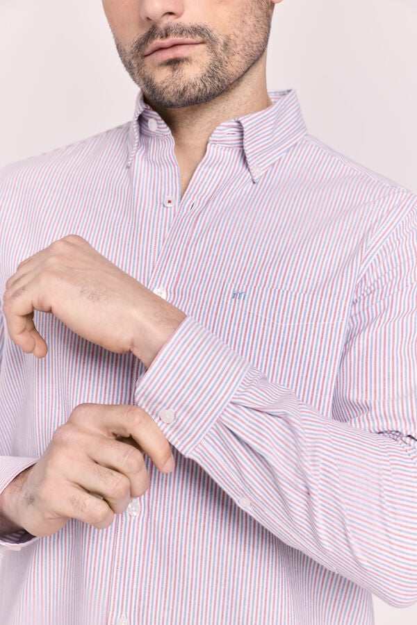 Milano Camisa de manga comprida &agrave;s riscas Vinho