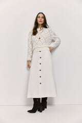 Milano Jersey cuello redondo con estructura de calados Beige