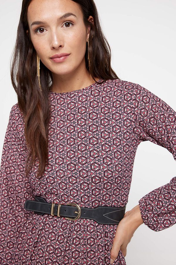 milano Vestido Midi Estampado Granate