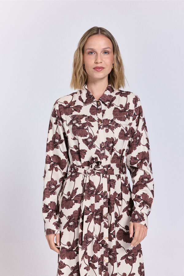 Milano Tejido midi camisero Beige