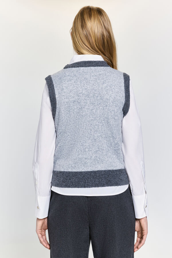 Milano Malha de colete com detalhes contrastantes Cinzento oscuro