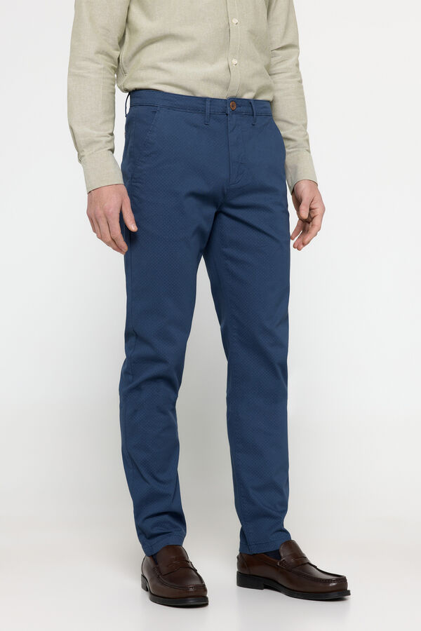 Milano Cal&ccedil;as Chino Falsa Estrutura Estampado azul