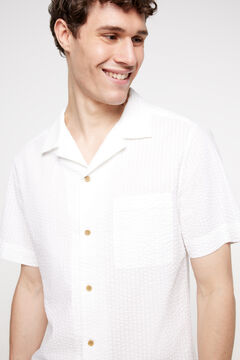 Fifty Outlet Camisa Seersucker rayas Blanco