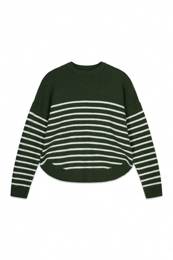 Milano Camisola de riscas gola redonda Verde