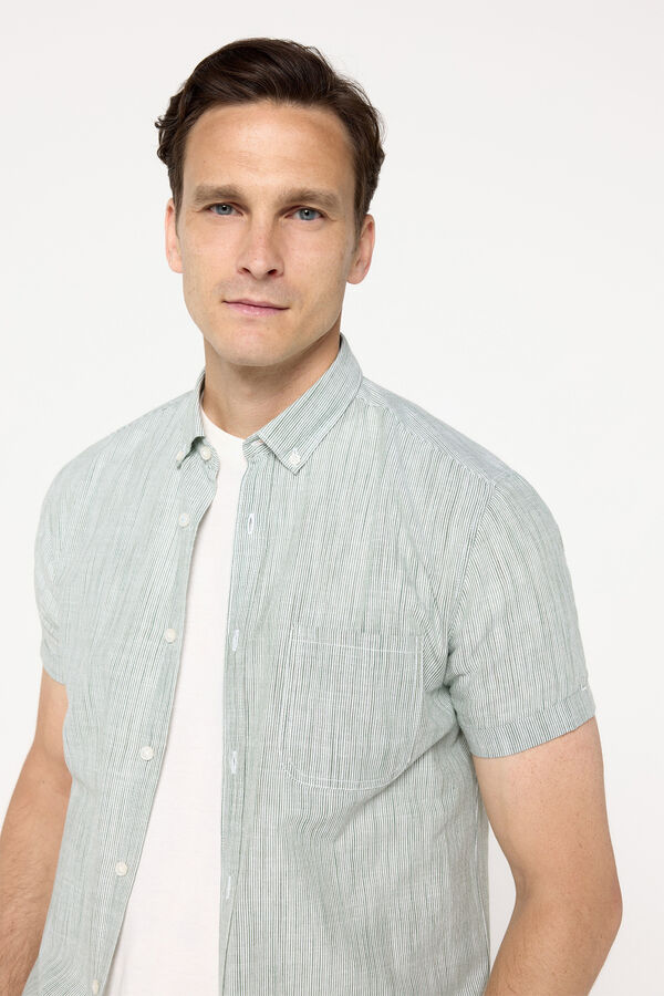 Milano Camisa Slub Rayas Verde