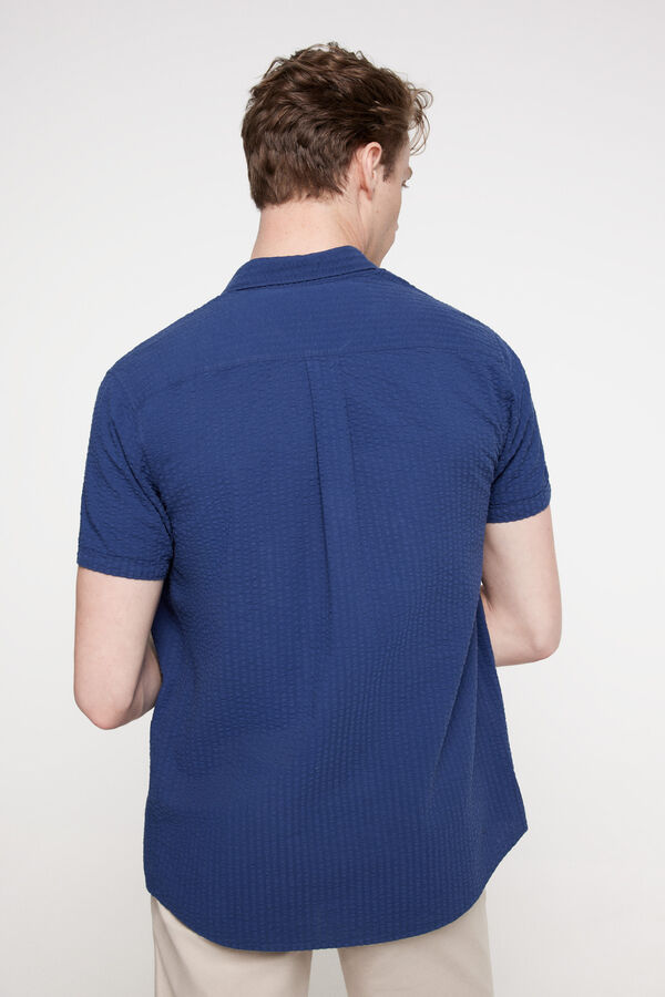 Fifty Outlet Camisa Seersucker Rayas Navy