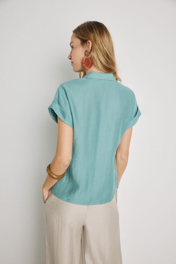 Milano Blusa lisa de manga curta Azul
