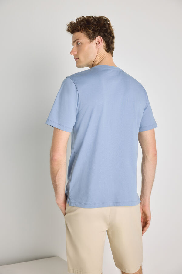 Pedro del Hierro Camiseta b&aacute;sica con logo bordado Azul Claro