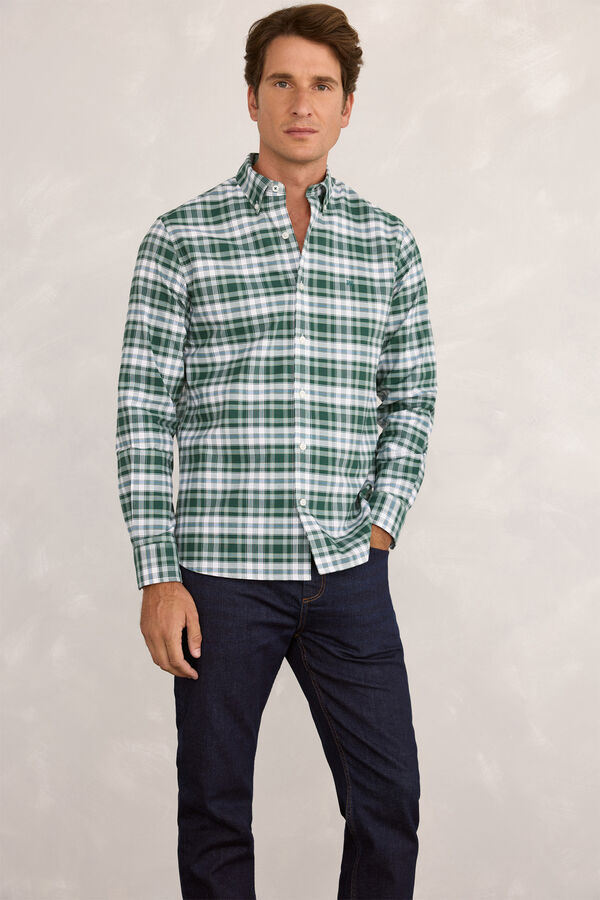 Pedro del Hierro Camisa esportiva xadrez Verde escuro