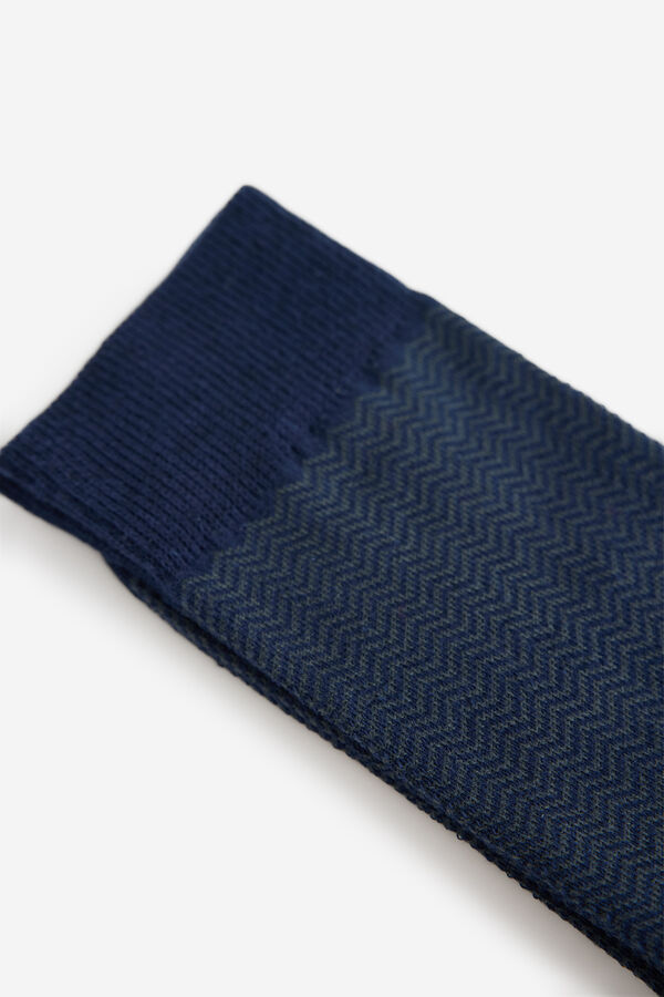 Milano Meias fantasia com padr&atilde;o espiga Marinho