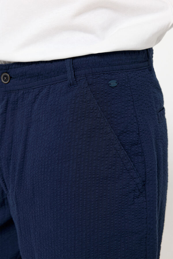 Fifty Outlet Bermuda seersucker color liso Navy