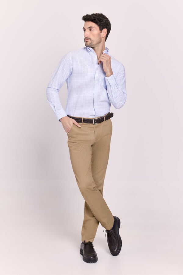 Milano Camisa manga comprida aos quadrados Azul indigo