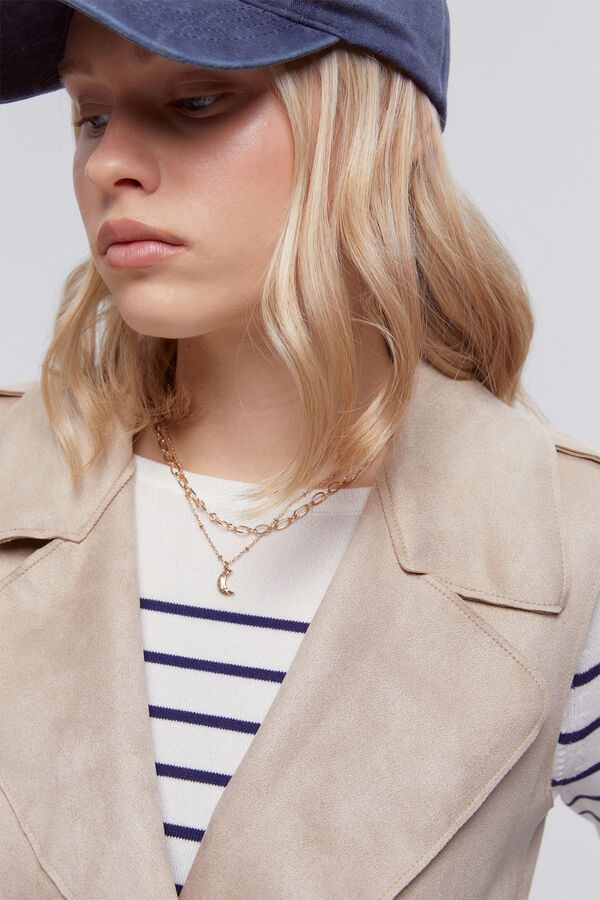 Milano Colete com gola trespassada de lapela. Bege