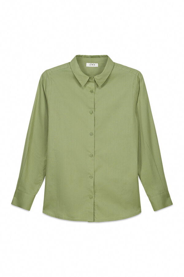 Milano Camisa lisa em tecido estrutura C&aacute;qui