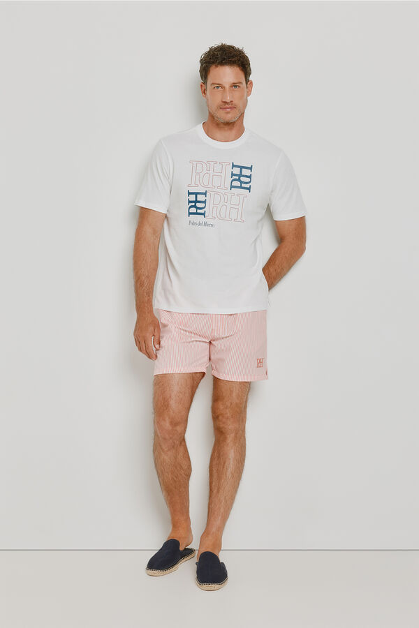 Pedro del Hierro Fato de banho &agrave;s riscas Rosa