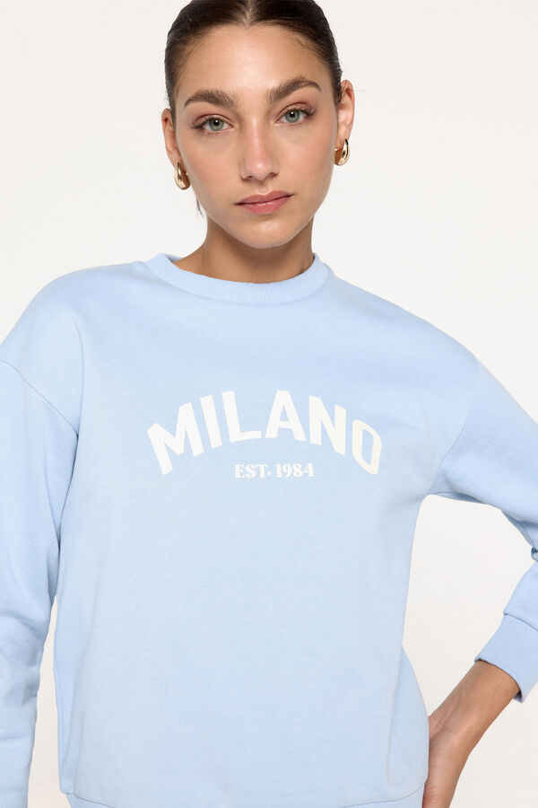 Milano Sudadera logo estampado cuello rib Rosa