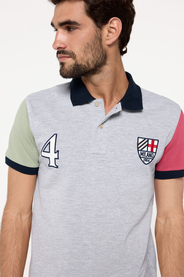 Fifty Outlet Polo arlequín parches Gris