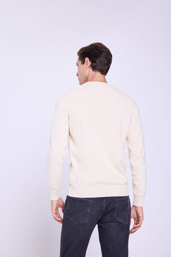 Milano Camisola estruturado com gola redonda Bege