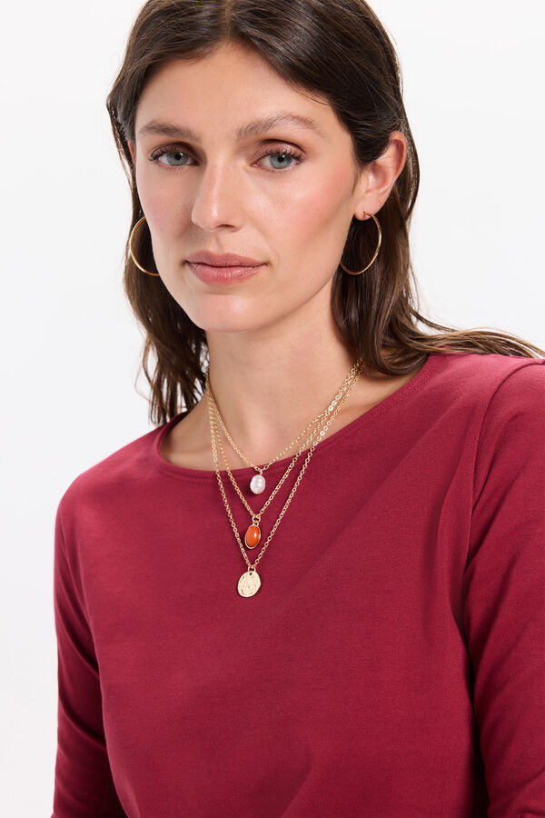 Milano Camiseta manga francesa de algodon Granate