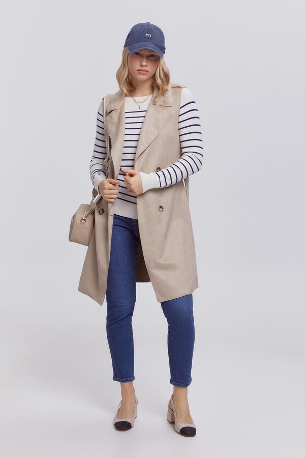 Milano Colete com gola trespassada de lapela. Bege