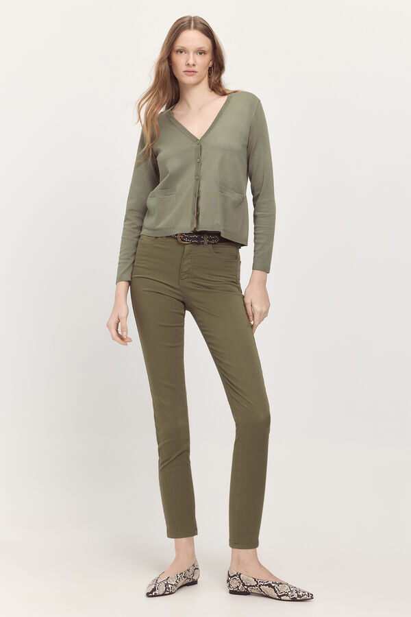 Milano Calças justas coloridas Cáqui médio