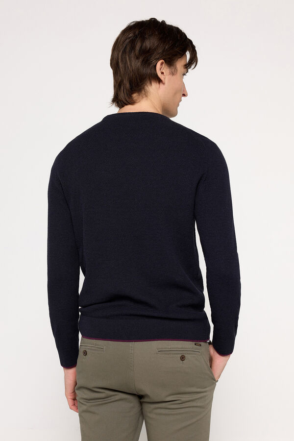 Milano Jersey cuello caja microestructura Navy