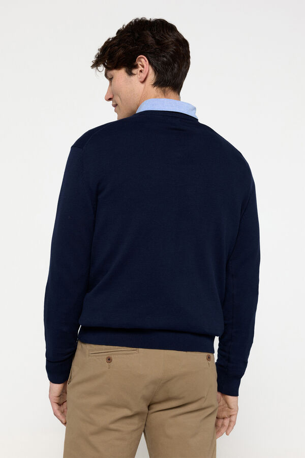 Milano Camisola b&aacute;sica com decote de bico Marinho