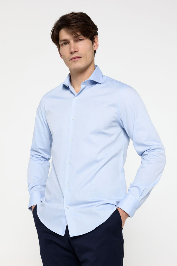 Pedro del Hierro Camisa microestrutura Azul