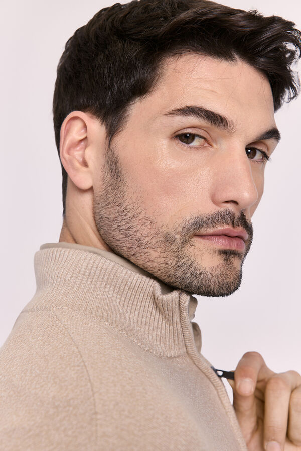 Milano Jersey semicisne cremallera Beige