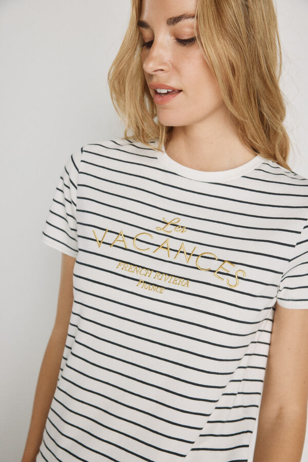Milano T-shirt riscas manga curta Branco