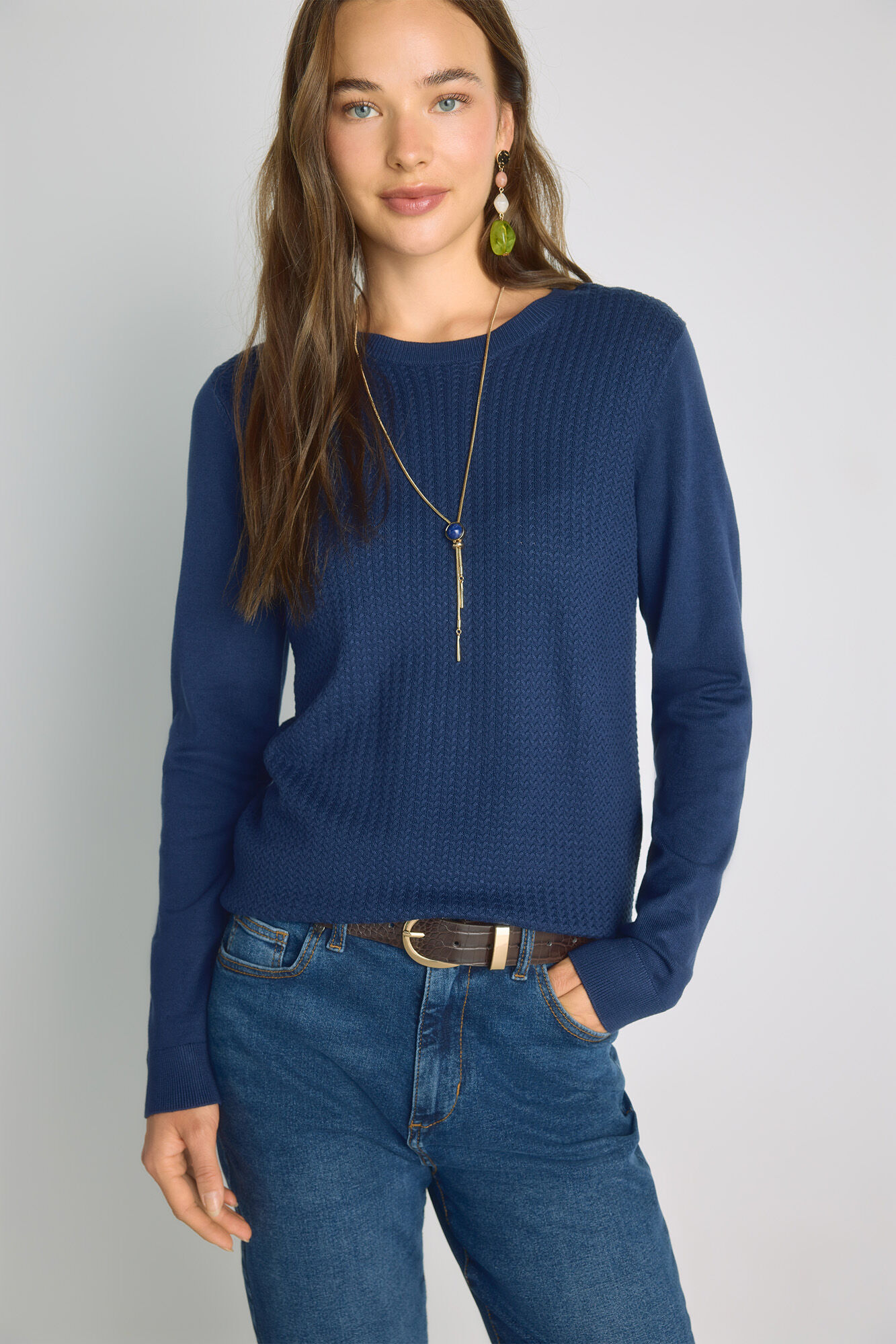 Milano Camisola de gola redonda com estrutura
