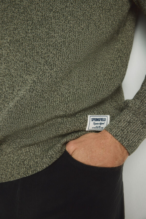 Springfield Jersey cuello caja Kaki Oscuro