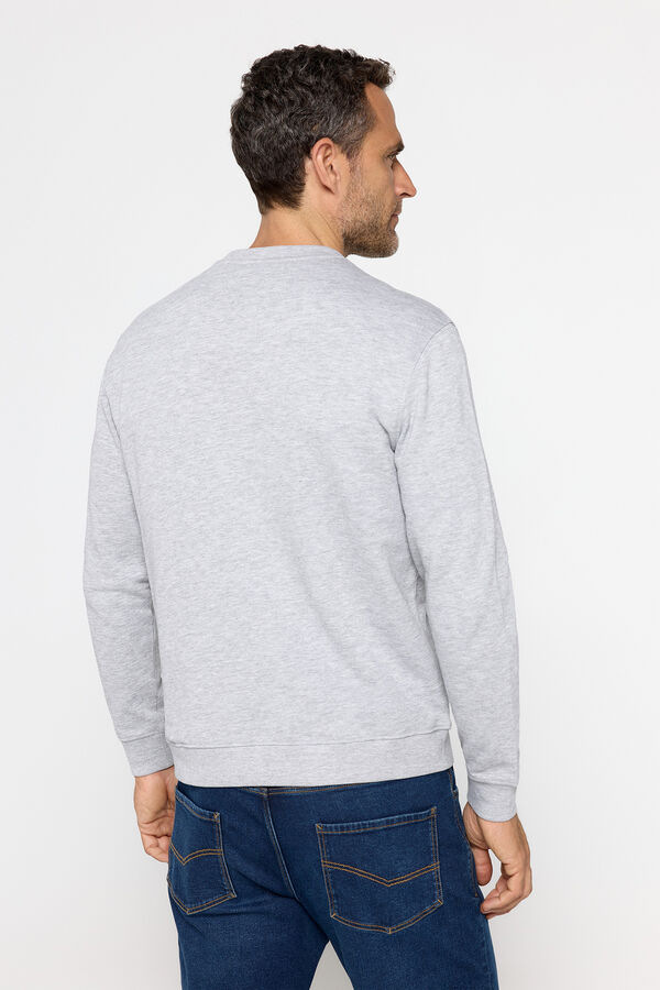 Fifty Outlet Sweatshirt com gola caixa bordada Cinza medio