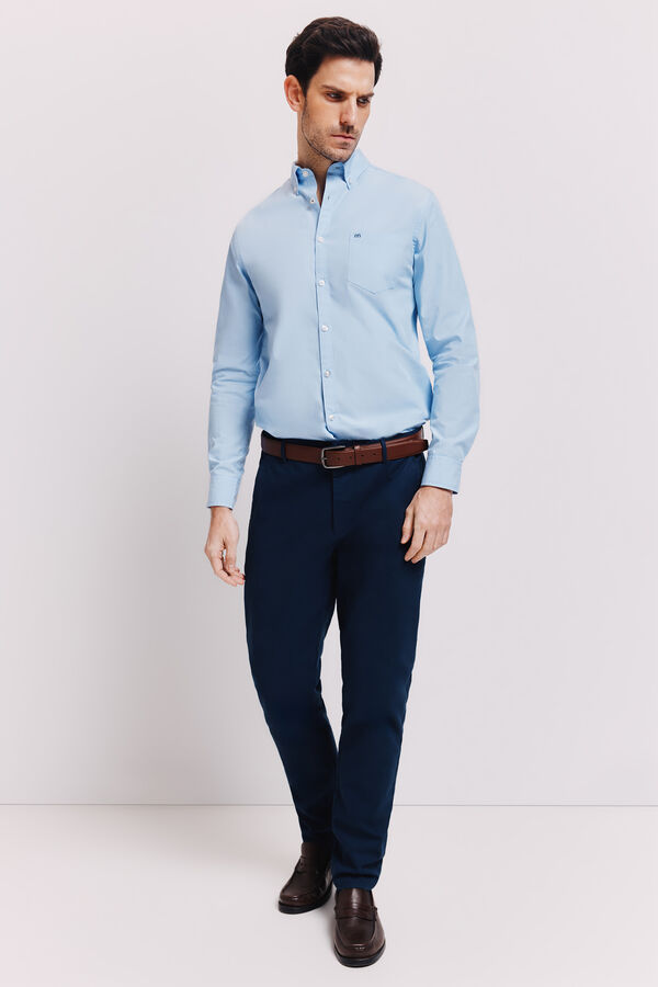 Milano Camisa lisa manga larga Azul Claro