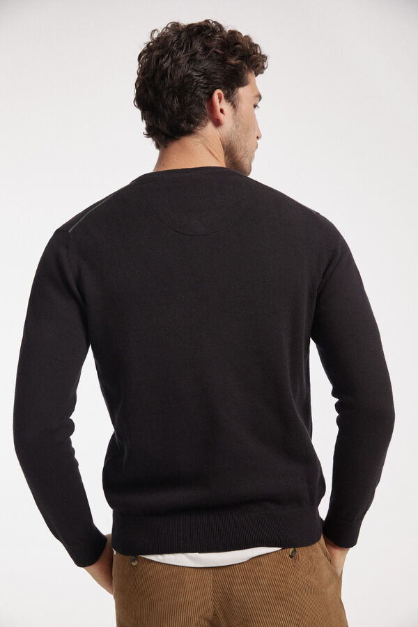 Fifty Outlet Jersey cuello pico con logo a contraste Negro