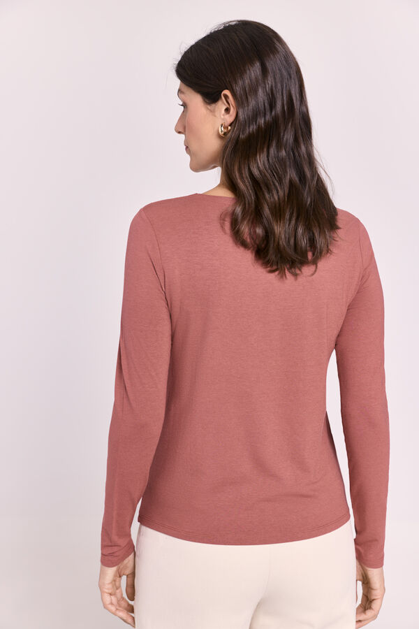 Milano Camisola gola redonda com bot&otilde;es Coral