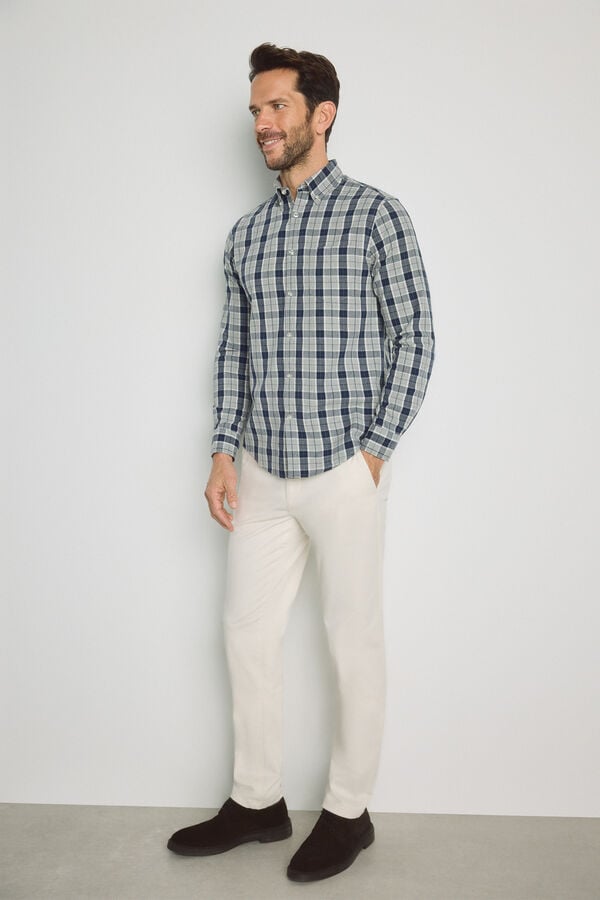 Milano Camisa cuadros manga larga Gris Claro