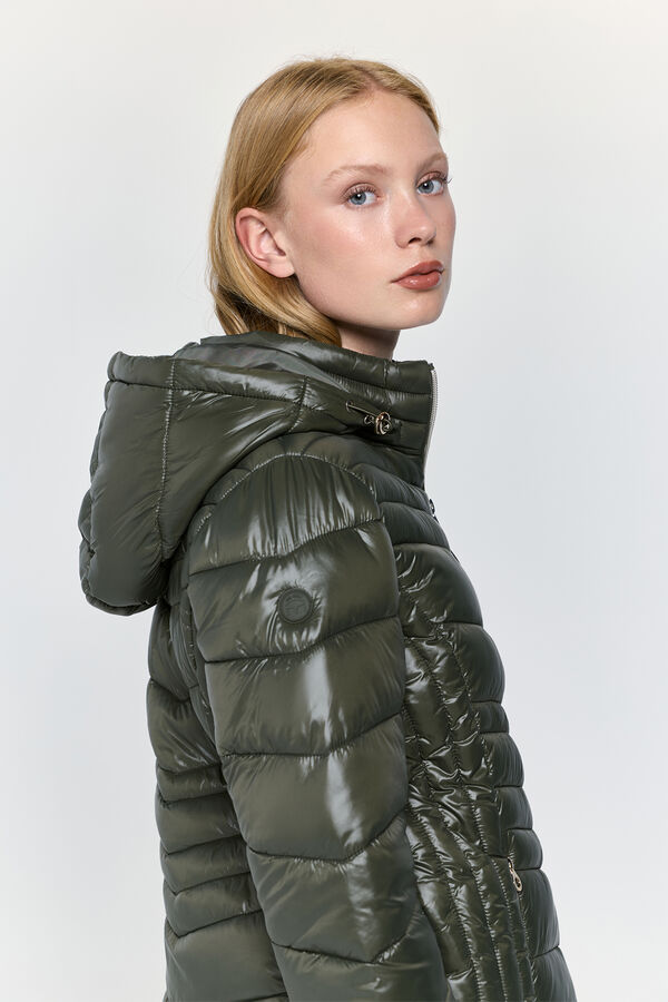 Milano Cazadora acolchada capucha Kaki Oscuro