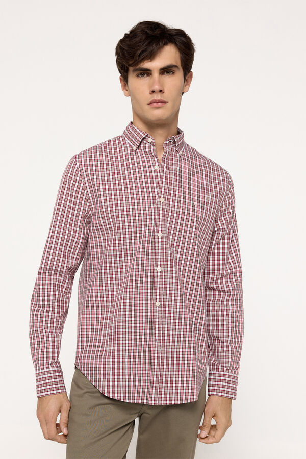 Milano Camisa Popel&iacute;n Cuadros Bordeaux