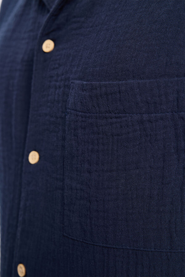 Milano Camisa de lapela curta Marinho
